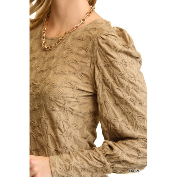 TAUPE Knit Puff Sleeve Top - Picture 6 of 6